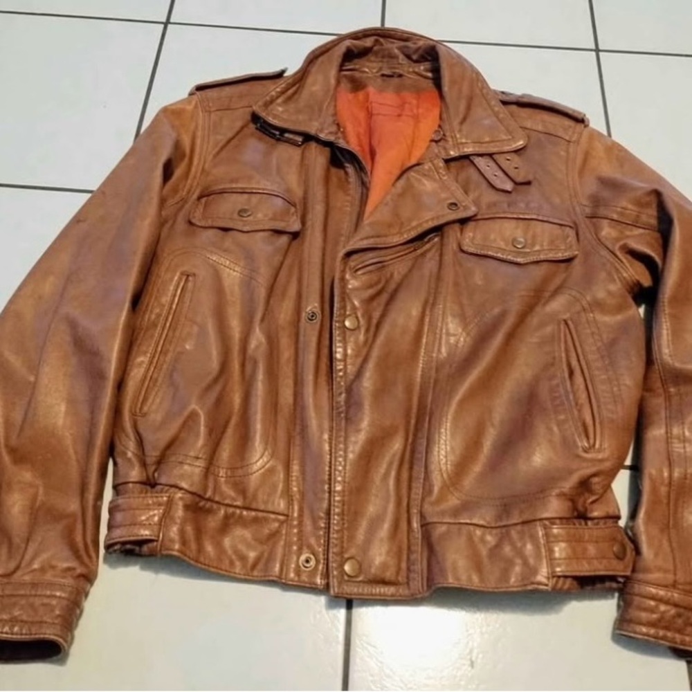 Men's Tan Leather Performance Jacket